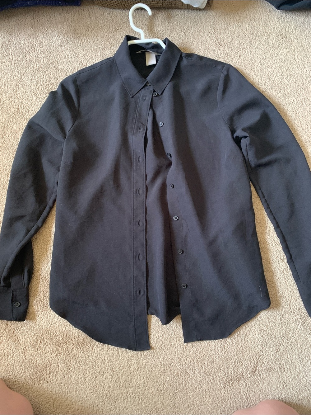 Women's Black Button-Down Shirt with Classic Collar